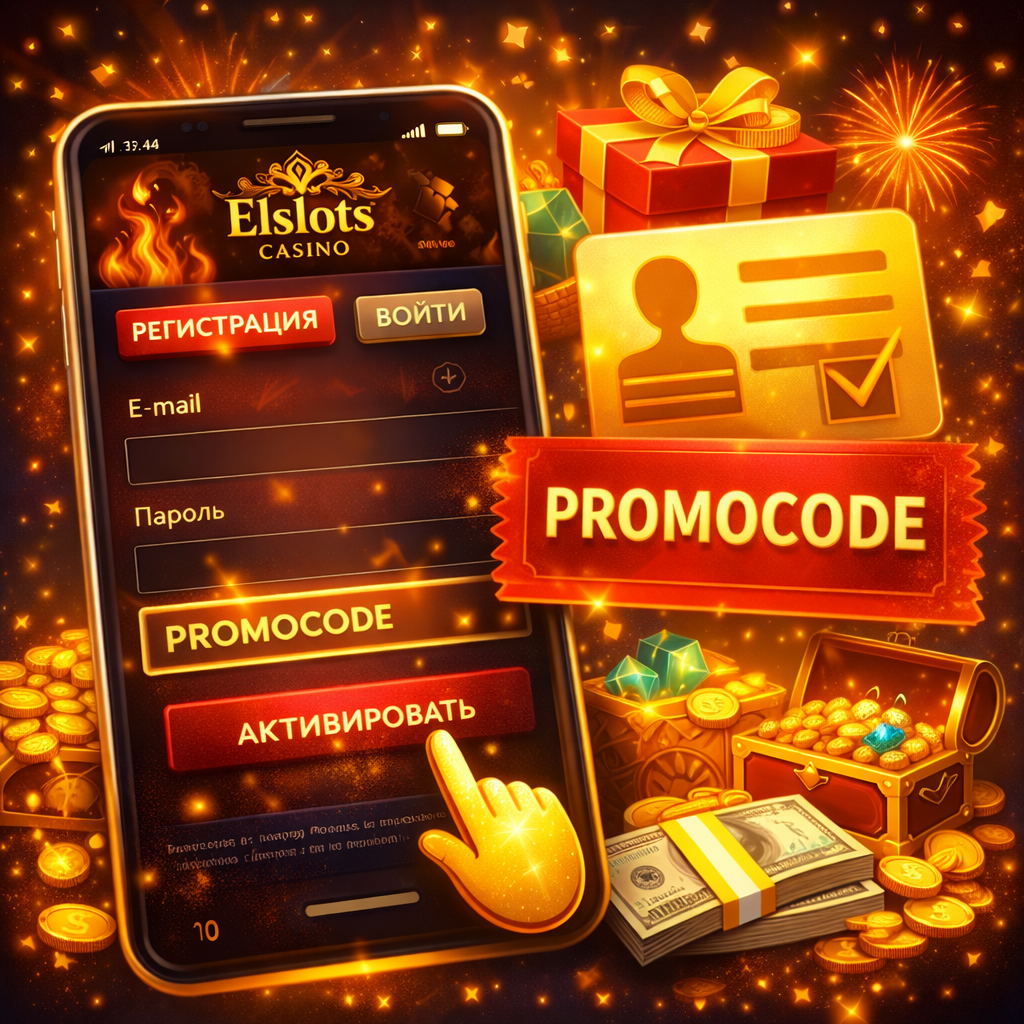 Введення промокоду під час реєстрації в Elslots: поле для коду та підтвердження бонусної пропозиції